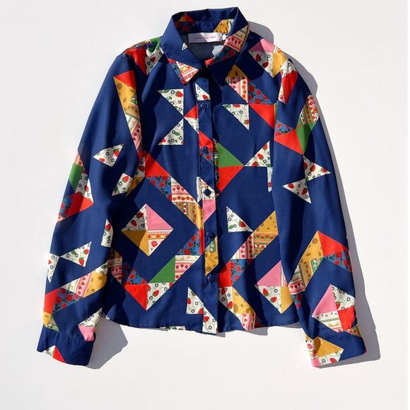 Lisa Says Gah Tops - Lisa Says Gah Tessa Button Down Alpine Quilt - L